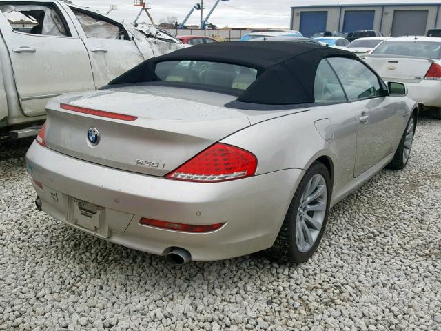 WBAEB53539C224425 - 2009 BMW 650 I SILVER photo 4