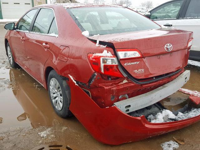 4T1BF1FK0CU510136 - 2012 TOYOTA CAMRY BASE RED photo 3