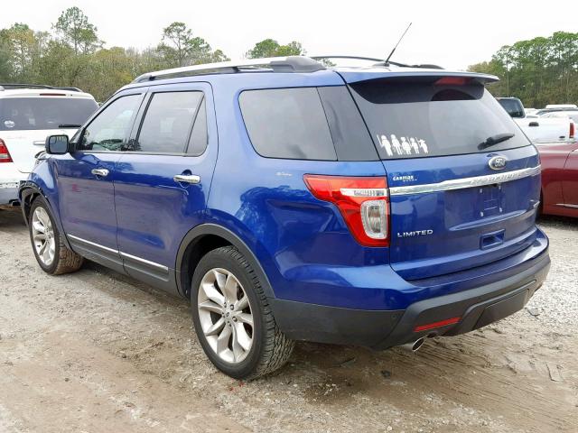 1FM5K7F83DGA96351 - 2013 FORD EXPLORER L BLUE photo 3