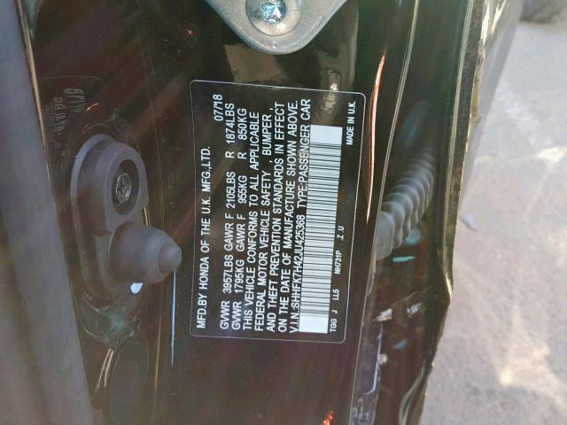 SHHFK7H42JU425368 - 2018 HONDA CIVIC SPOR 黑色 照片 10