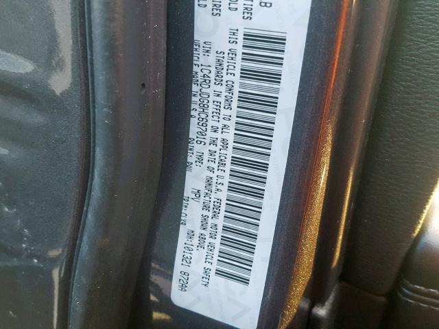 1C4RDJDG8HC697016 - 2017 DODGE DURANGO GT CHARCOAL photo 10