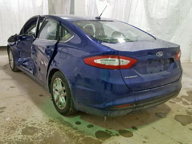 3FA6P0H79FR158553 - 2015 FORD FUSION SE BLUE photo 3