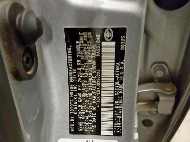 4T1BK1EBXJU286223 - 2018 TOYOTA AVALON XLE SILVER photo 10