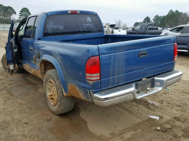 1D7HG48N73S368518 - 2003 DODGE DAKOTA QUA BLUE photo 3