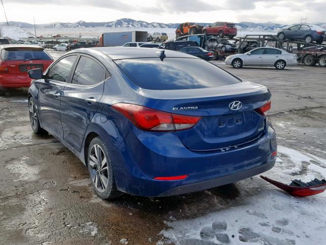 KMHDH4AE7EU123558 - 2014 HYUNDAI ELANTRA SE 蓝色 照片 3