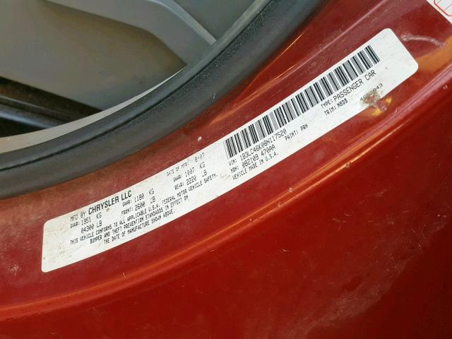 1B3LC46K08N117520 - 2008 DODGE AVENGER SE RED photo 10