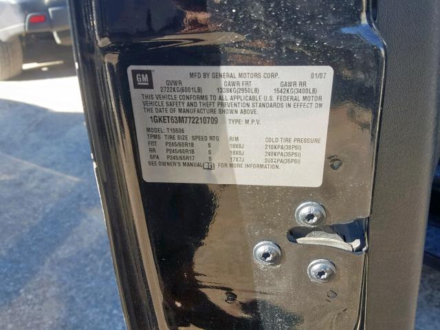 1GKET63M772210709 - 2007 GMC ENVOY DENA BLACK photo 10