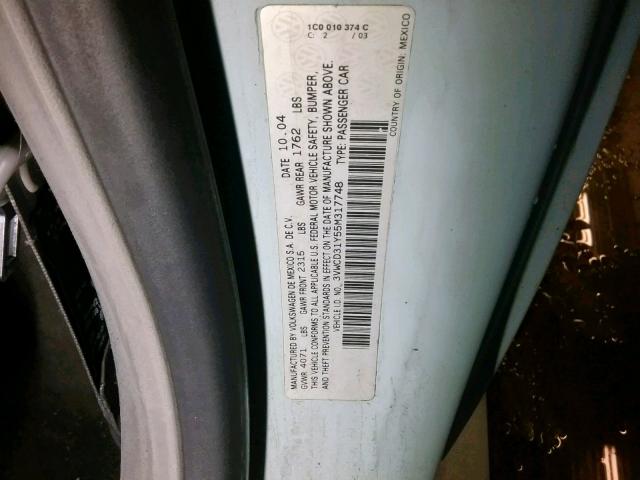 3VWCD31Y55M317748 - 2005 VOLKSWAGEN NEW BEETLE Mavi foto 10