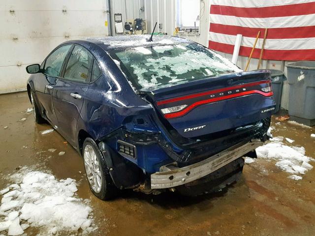 1C3CDFCA2DD111175 - 2013 DODGE DART LIMIT BLUE photo 3