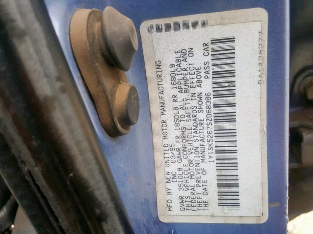 1Y1SK5267SZ068386 - 1995 GEO PRIZM BASE 蓝色 照片 10