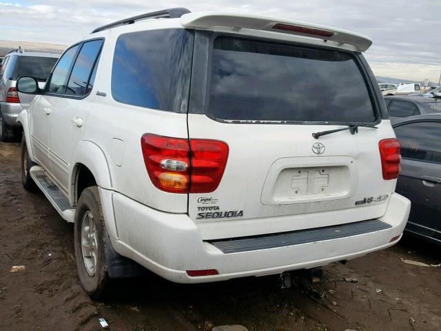 5TDBT48A72S088405 - 2002 TOYOTA SEQUOIA LI WHITE photo 3