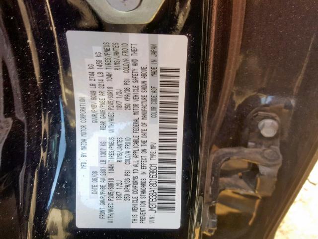 JM3TB38A180163801 - 2008 MAZDA CX-9 BLACK photo 10