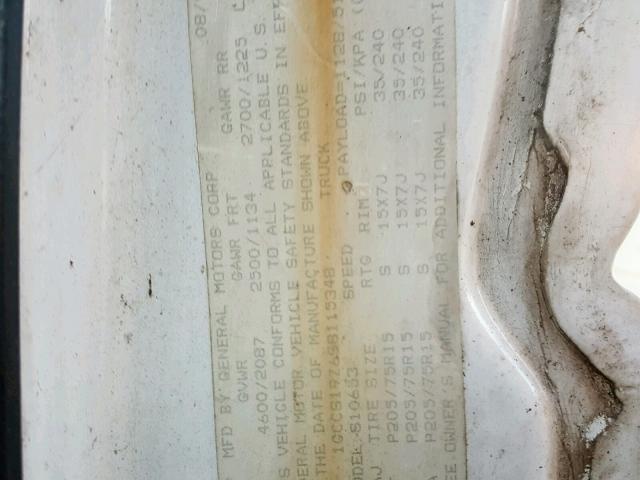 1GCCS19Z6S8115348 - 1995 CHEVROLET S TRUCK S1 白色 照片 10