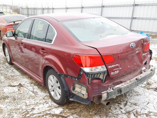 4S3BMCB61A3223129 - 2010 SUBARU LEGACY 2.5 RED photo 3