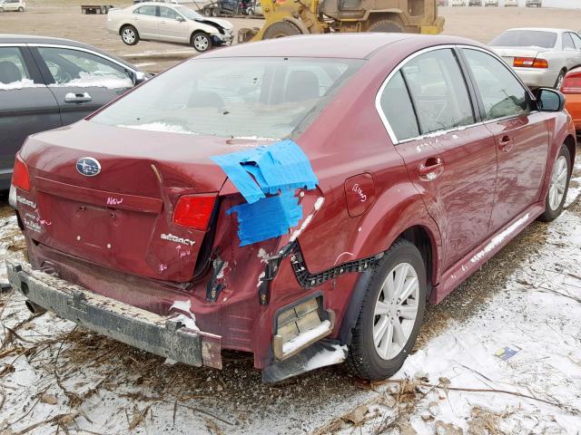 4S3BMCB61A3223129 - 2010 SUBARU LEGACY 2.5 RED photo 4