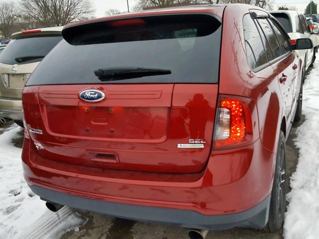 2FMDK3J92DBB42604 - 2013 FORD EDGE SEL RED photo 4