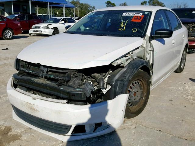 3VW1K7AJ2CM413289 - 2012 VOLKSWAGEN JETTA BASE WHITE photo 2