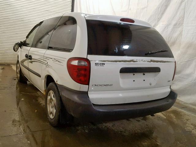 1B4GP25302B704728 - 2002 DODGE CARAVAN SE WHITE photo 3