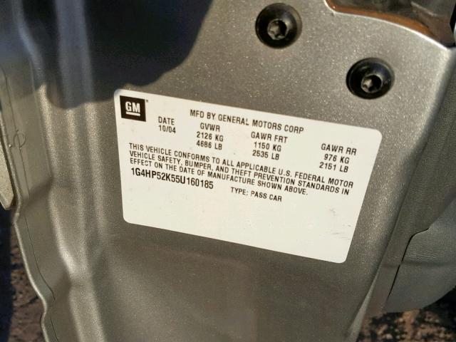 1G4HP52K55U160185 - 2005 BUICK LESABRE CU SILVER photo 10