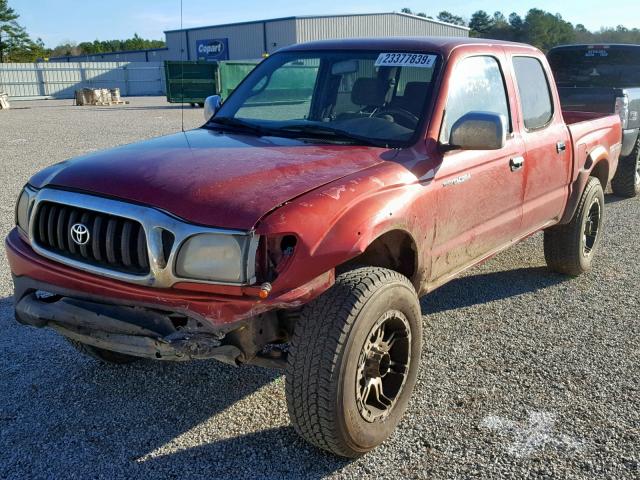 5TEGN92N61Z753868 - 2001 TOYOTA TACOMA DOU BURGUNDY photo 2