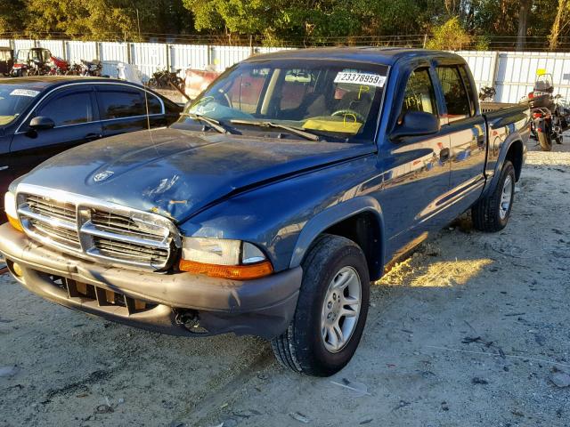 1D7HL38N84S768675 - 2004 DODGE DAKOTA QUA BLUE photo 2