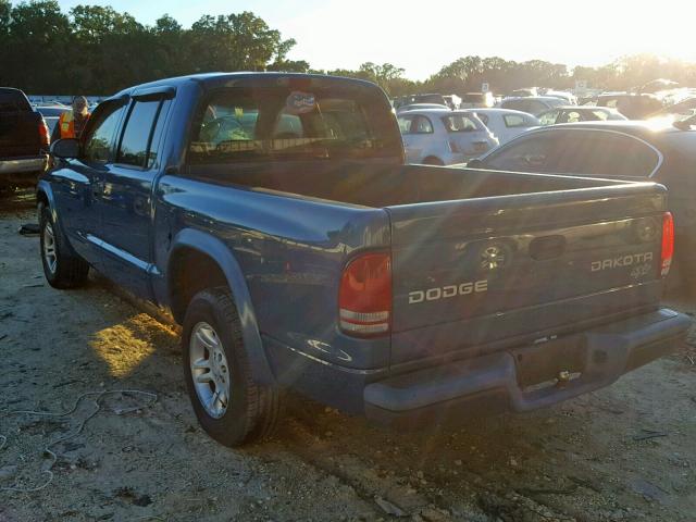 1D7HL38N84S768675 - 2004 DODGE DAKOTA QUA BLUE photo 3