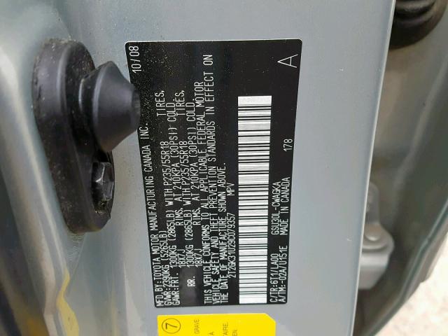 2T2GK31U29C079357 - 2009 LEXUS RX 350 灰色 照片 10