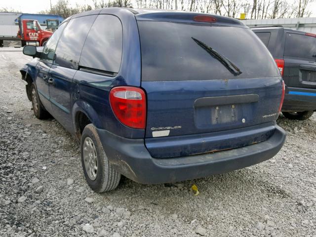 1C4GJ25312B632409 - 2002 CHRYSLER VOYAGER BLUE photo 3