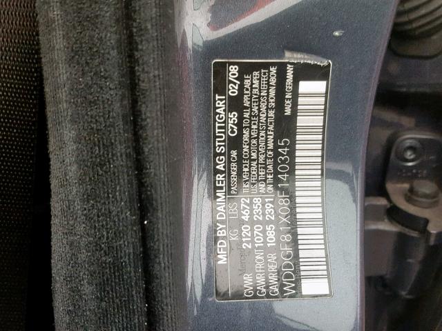 WDDGF81X08F140345 - 2008 MERCEDES-BENZ C 300 4MAT 灰色 照片 10