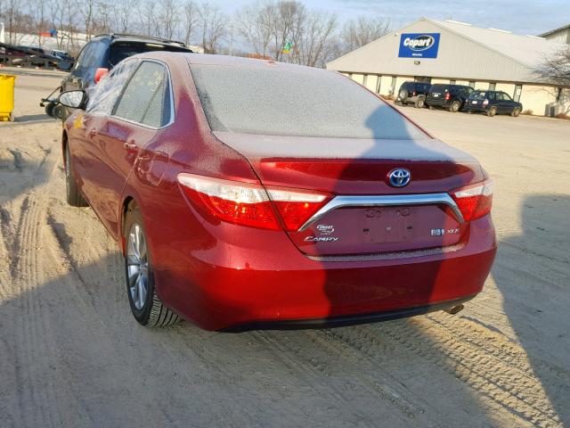 4T1BD1FK7FU172941 - 2015 TOYOTA CAMRY HYBR RED photo 3