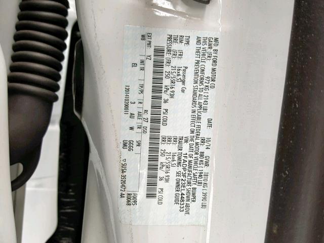 1FADP3F23EL448333 - 2014 FORD FOCUS SE 白色 照片 10