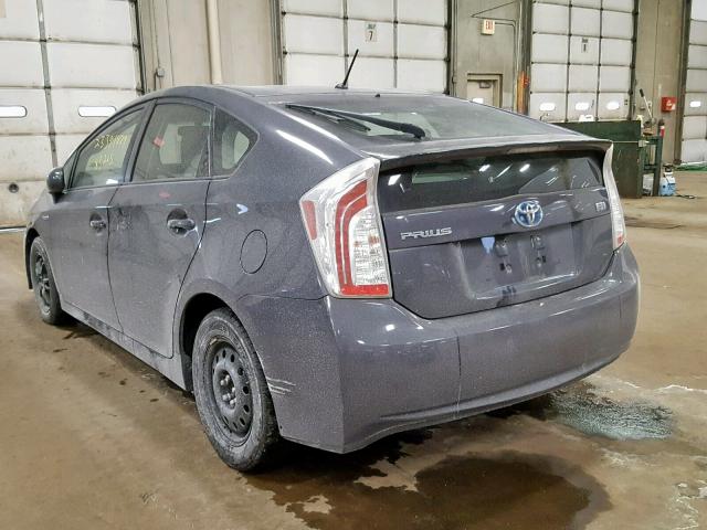 JTDKN3DU0C5489354 - 2012 TOYOTA PRIUS Графитовый фото 3