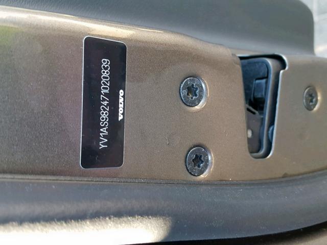 YV1AS982471020839 - 2007 VOLVO S80 3.2 GRAY photo 10