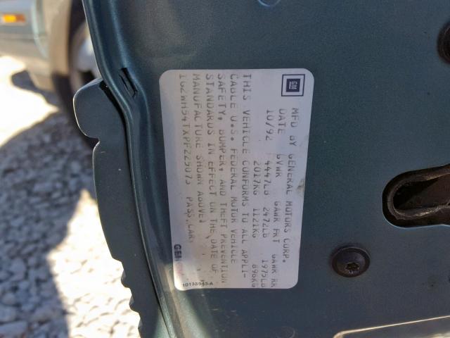 1G2WH54TXPF225073 - 1993 PONTIAC GRAND PRIX GREEN photo 10