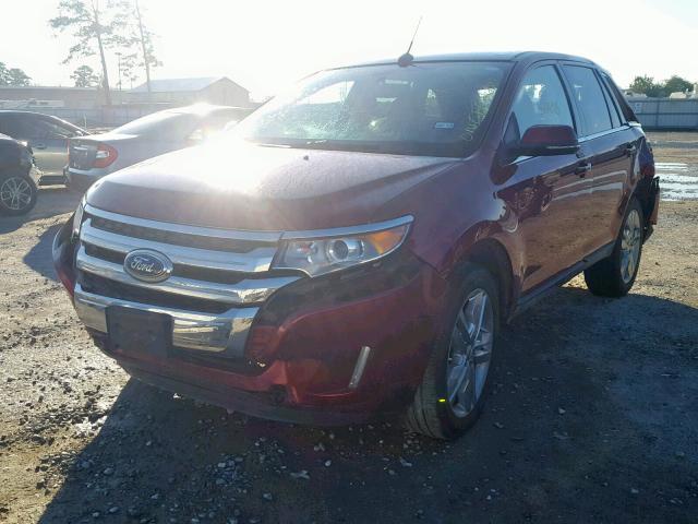 2FMDK3KC1EBA50055 - 2014 FORD EDGE LIMIT RED photo 2