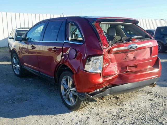 2FMDK3KC1EBA50055 - 2014 FORD EDGE LIMIT RED photo 3