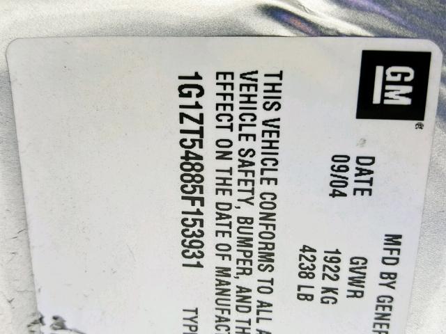 1G1ZT54885F153931 - 2005 CHEVROLET MALIBU LS ვერცხლისფერი ფოტო 10