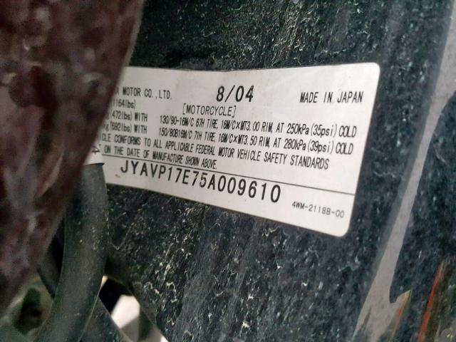 JYAVP17E75A009610 - 2005 YAMAHA XV1700 A MAROON photo 10