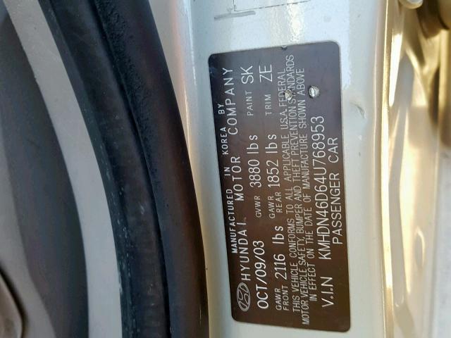 KMHDN46D64U768953 - 2004 HYUNDAI ELANTRA GREEN photo 10