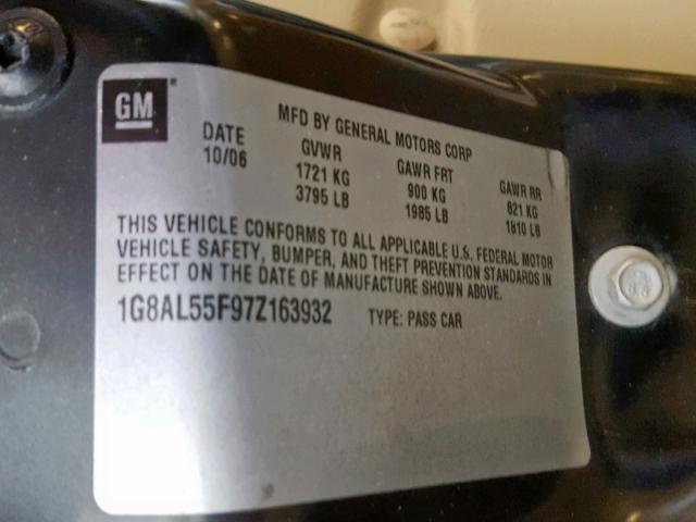 1G8AL55F97Z163932 - 2007 SATURN ION LEVEL GREEN photo 10