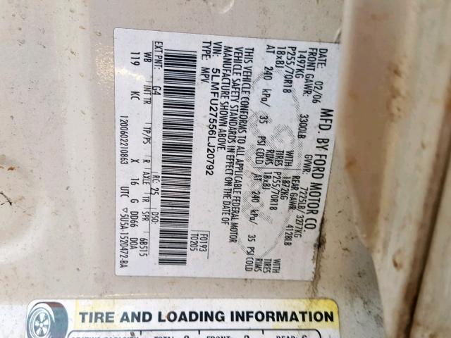 5LMFU27556LJ20792 - 2006 LINCOLN NAVIGATOR Ağ foto 10