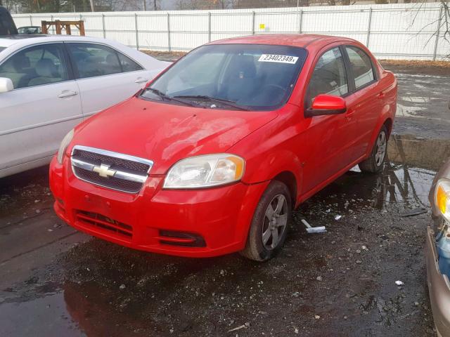 KL1TD56E89B385561 - 2009 CHEVROLET AVEO LS RED photo 2