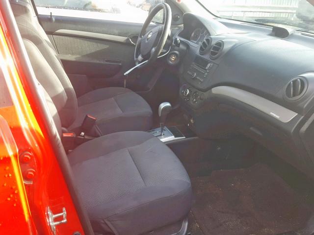 KL1TD56E89B385561 - 2009 CHEVROLET AVEO LS RED photo 5