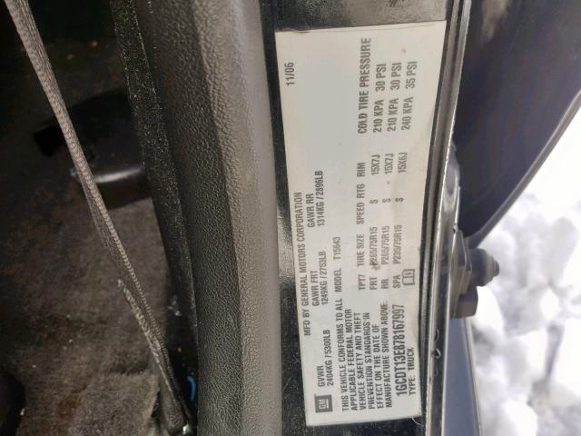 1GCDT13E878167997 - 2007 CHEVROLET COLORADO BLACK photo 10