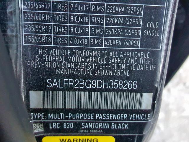 SALFR2BG9DH358266 - 2013 LAND ROVER LR2 HSE BLACK photo 10
