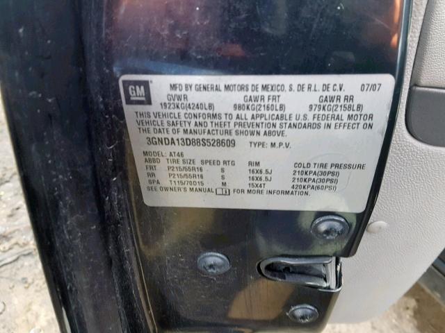 3GNDA13D88S528609 - 2008 CHEVROLET HHR LS Negro foto 10