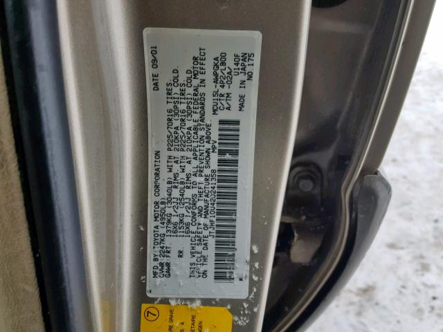 JTJHF10U420241358 - 2002 LEXUS RX 300 TAN photo 10