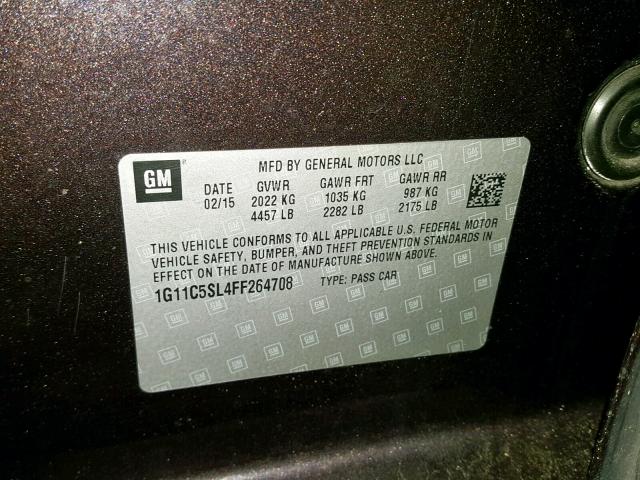 1G11C5SL4FF264708 - 2015 CHEVROLET MALIBU 1LT PURPLE photo 10