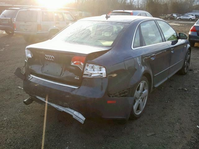 WAUDH78E58A159425 - 2008 AUDI A4 3.2 QUA BLUE photo 4