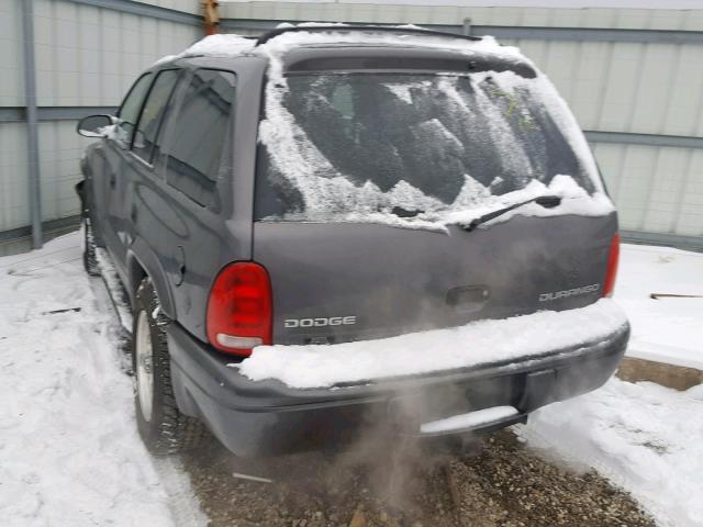 1B4HR38N02F178272 - 2002 DODGE DURANGO SP GRAY photo 3